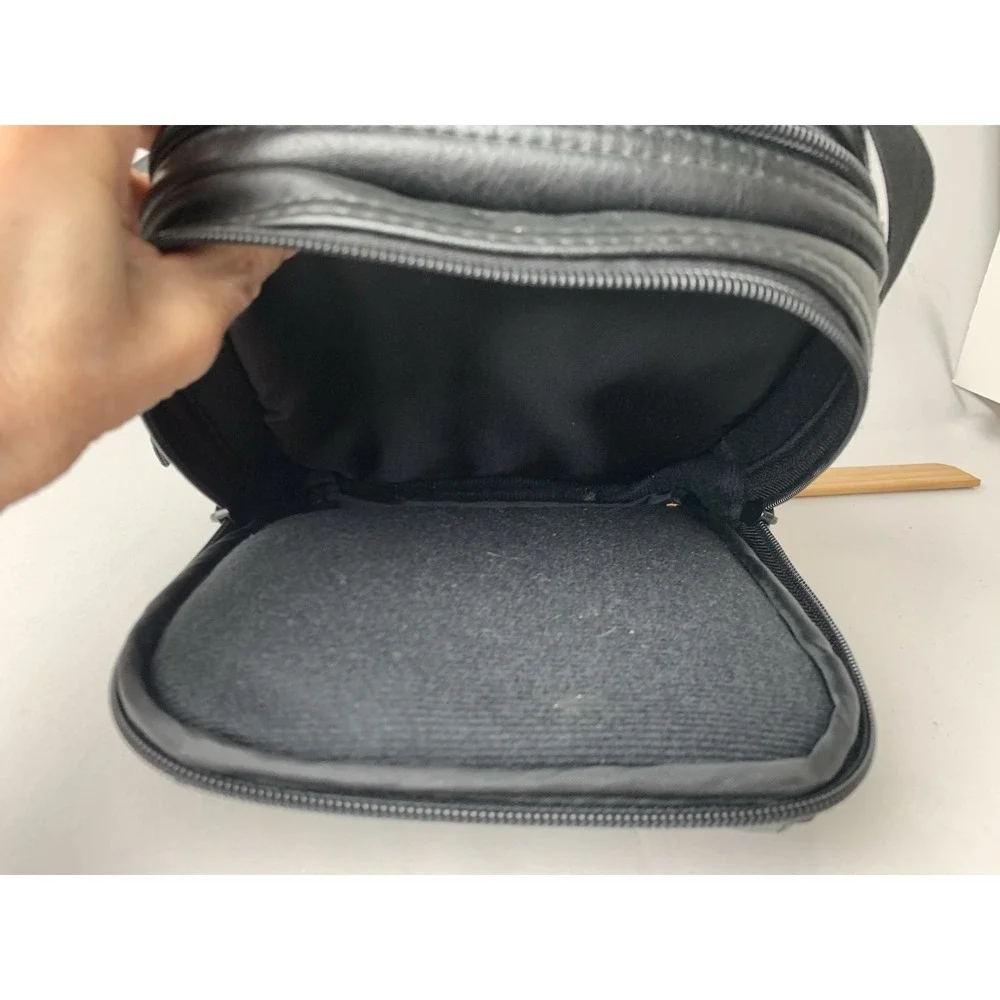 Case Logic Bag Faux Leather For Camera CD Player Walkman Carry Travel Zip Soft